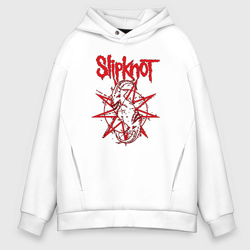 Мужское худи оверсайз Slipknot Slip Goats Art / Белый – фото 1