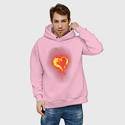 Толстовка оверсайз мужская Пылкое сердце, цвет: светло-розовый — фото 2
