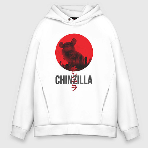 Мужское худи оверсайз Chinzilla black / Белый – фото 1