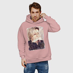 Толстовка оверсайз мужская Задумчивый Чонгук, цвет: пыльно-розовый — фото 2