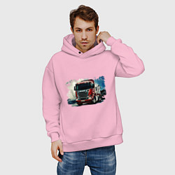 Толстовка оверсайз мужская SCANIA Дальнобой, цвет: светло-розовый — фото 2