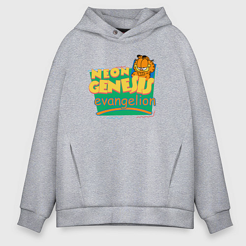 Мужское худи оверсайз GARFIELD GENESIS EVANGELION / Меланж – фото 1