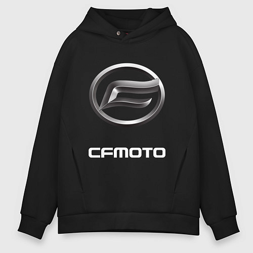 Мужское худи оверсайз CFmoto СФ мото ЛОГОТИП / Черный – фото 1