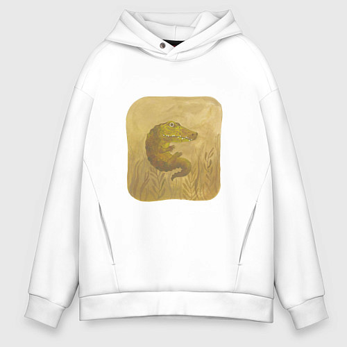 Мужское худи оверсайз Крокодильчик / Белый – фото 1