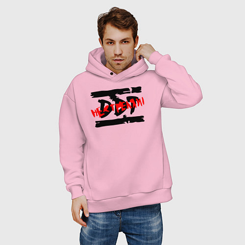 Мужское худи оверсайз DDT НЕ СТРЕЛЯЙ! / Светло-розовый – фото 3