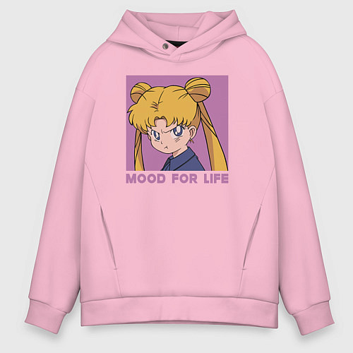Мужское худи оверсайз Mood Сейлор мун / Светло-розовый – фото 1