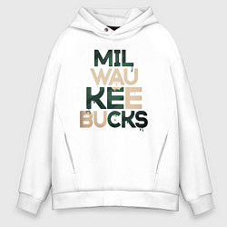 Толстовка оверсайз мужская Milwaukee Bucks, цвет: белый