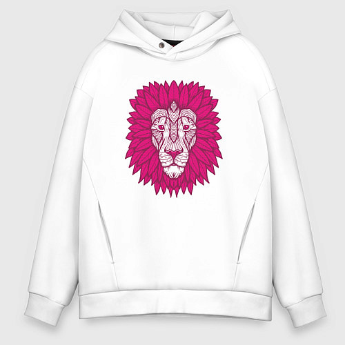 Мужское худи оверсайз Pink Lion / Белый – фото 1