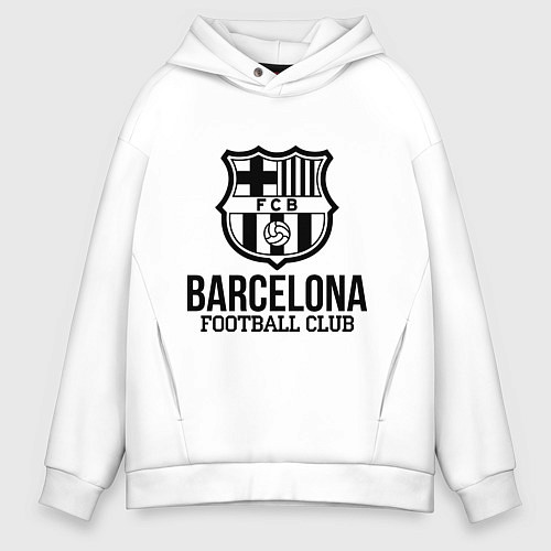 Мужское худи оверсайз Barcelona FC / Белый – фото 1