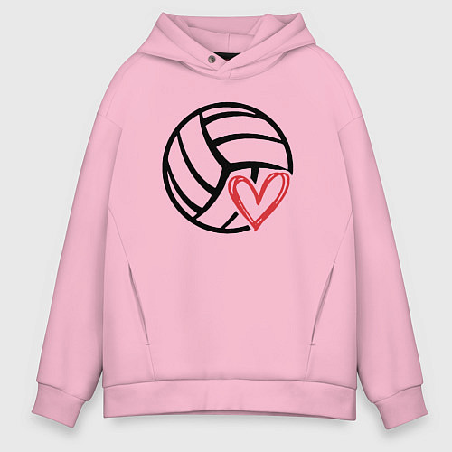 Мужское худи оверсайз Love Volleyball / Светло-розовый – фото 1