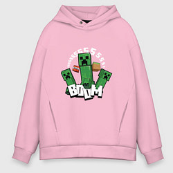 Толстовка оверсайз мужская Криперы Creepers и Динамит, цвет: светло-розовый