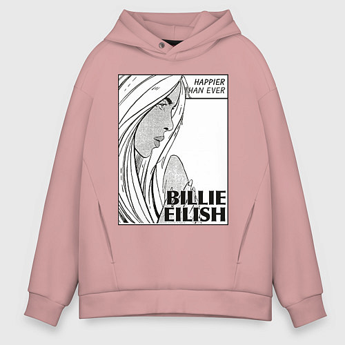 Мужское худи оверсайз Billie Eilish, Happier Than Ev / Пыльно-розовый – фото 1