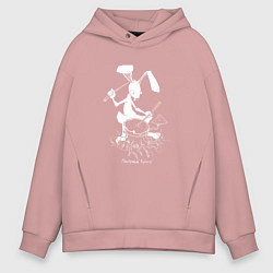 Толстовка оверсайз мужская Курьер - Заяц, цвет: пыльно-розовый