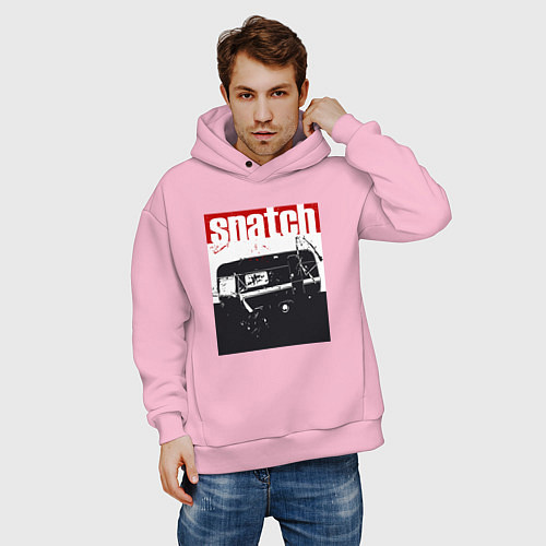 Мужское худи оверсайз Большой куш Гай Ричи / Светло-розовый – фото 3