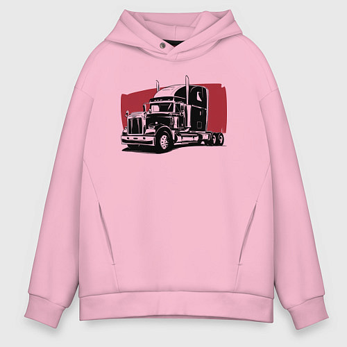 Мужское худи оверсайз Truck red / Светло-розовый – фото 1