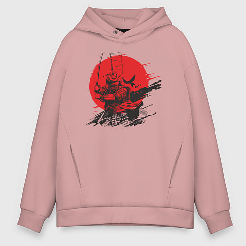 Мужское худи оверсайз Самурай / Пыльно-розовый – фото 1
