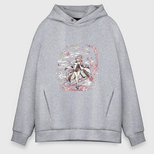 Мужское худи оверсайз Яэ Мико в деле / Меланж – фото 1