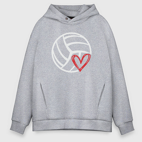 Мужское худи оверсайз Love Volleyball / Меланж – фото 1