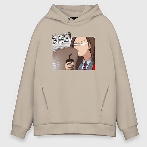 Мужское худи оверсайз Nani? Manhwa / Миндальный – фото 1