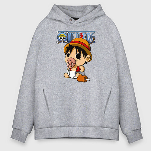 Мужское худи оверсайз Малыш Луффи One Piece / Меланж – фото 1