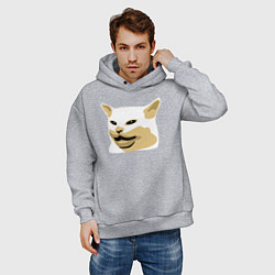 Толстовка оверсайз мужская Кот Смадж Мем, цвет: меланж — фото 2