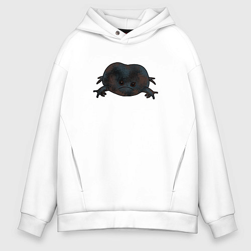 Мужское худи оверсайз Настроение дождевой лягушки / Белый – фото 1