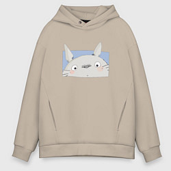 Толстовка оверсайз мужская Удивленный Тоторо, цвет: миндальный