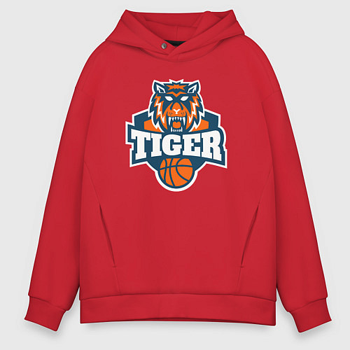 Мужское худи оверсайз Tiger Basketball / Красный – фото 1