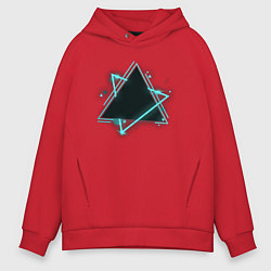 Толстовка оверсайз мужская Треугольник неон, цвет: красный