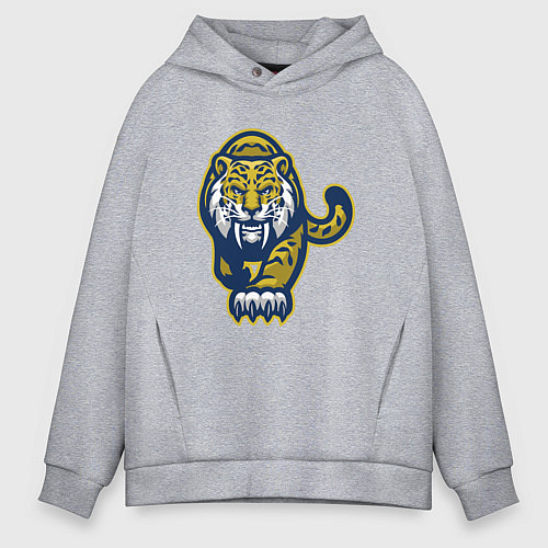 Мужское худи оверсайз Тигр Охотник / Меланж – фото 1