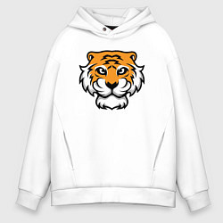 Толстовка оверсайз мужская Забавный Тигр, цвет: белый
