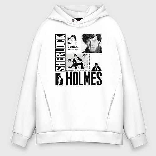 Мужское худи оверсайз Sherlock Holmes is new sexy / Белый – фото 1
