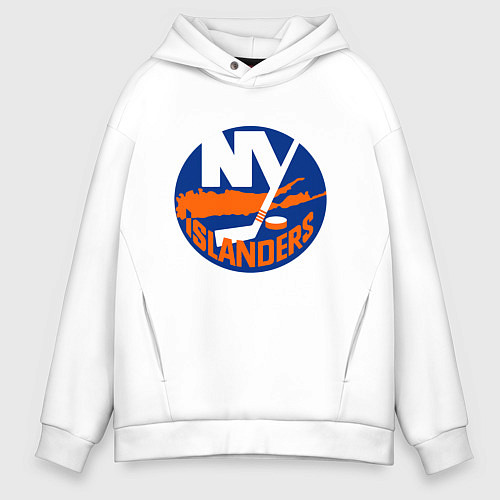 Мужское худи оверсайз NY ISLANDERS / Белый – фото 1
