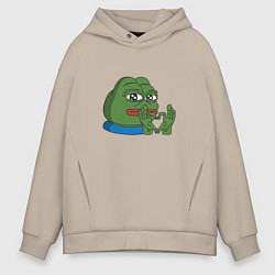 Толстовка оверсайз мужская Pepe love пепе лов, цвет: миндальный