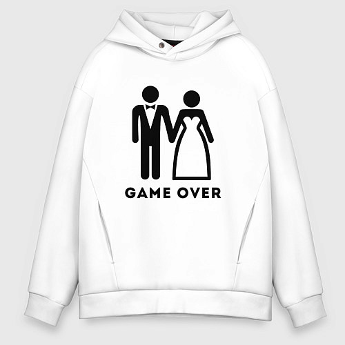Мужское худи оверсайз GAME OVER МОЛОДОЖЕНЫ / Белый – фото 1