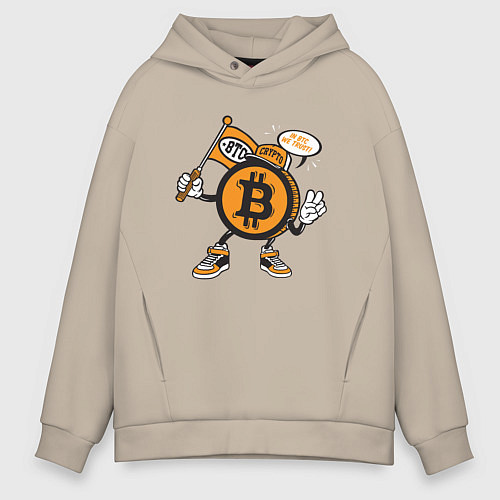 Мужское худи оверсайз Биткоин BTC / Миндальный – фото 1