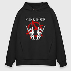 Толстовка оверсайз мужская Панк Рок Punk Rock, цвет: черный