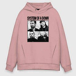 Толстовка оверсайз мужская Участники группы System of a Down, цвет: пыльно-розовый