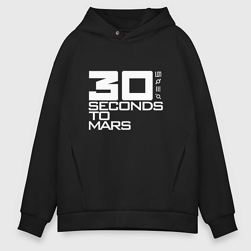 Мужское худи оверсайз 30 Seconds To Mars logo / Черный – фото 1