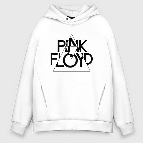 Мужское худи оверсайз PINK FLOYD LOGO ПИНК ФЛОЙД / Белый – фото 1