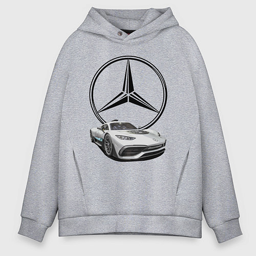 Мужское худи оверсайз Mercedes - команда победителей! / Меланж – фото 1