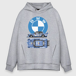 Толстовка оверсайз мужская BMW Motorsport Retro, Germany, цвет: меланж