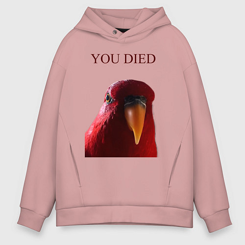 Мужское худи оверсайз Красный попугай / Пыльно-розовый – фото 1