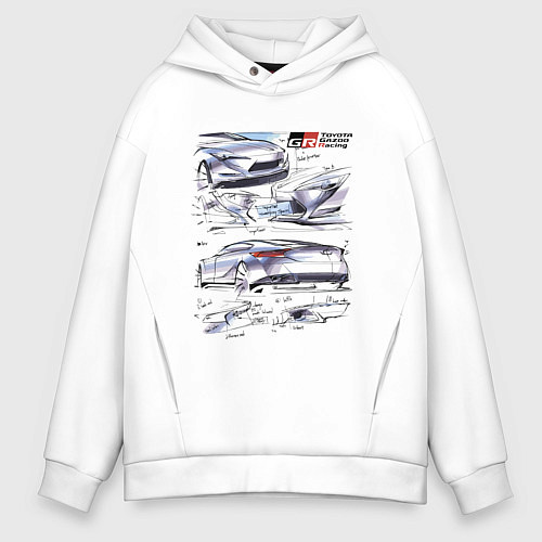 Мужское худи оверсайз Toyota Gazoo Racing sketch / Белый – фото 1