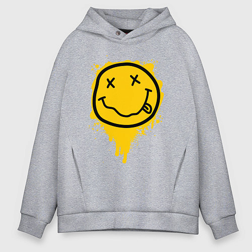 Мужское худи оверсайз NIRVANA SMILE НИРВАНА СМАЙЛ / Меланж – фото 1
