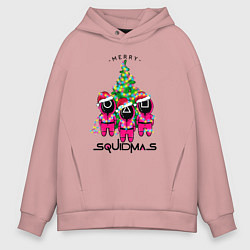 Толстовка оверсайз мужская Guardians Merry squidmas, цвет: пыльно-розовый