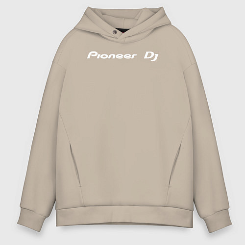 Мужское худи оверсайз Pioneer DJ - Logo White / Миндальный – фото 1