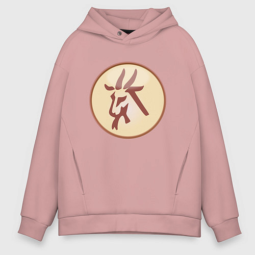 Мужское худи оверсайз Козерог бежевый / Пыльно-розовый – фото 1