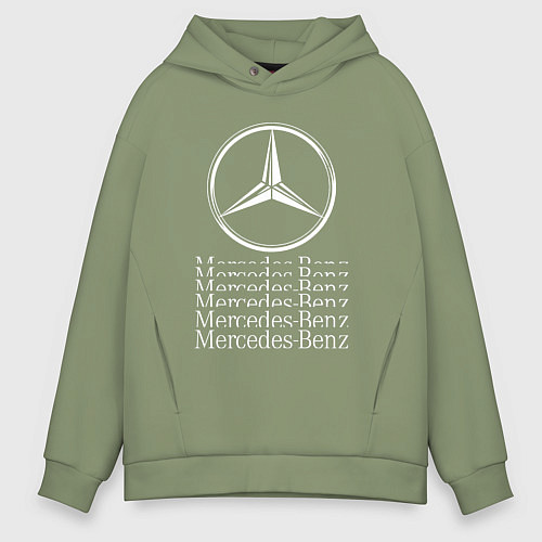 Мужское худи оверсайз MERCEDES-BENZ МЕРСЕДЕС-БЕНЗ LOGO / Авокадо – фото 1