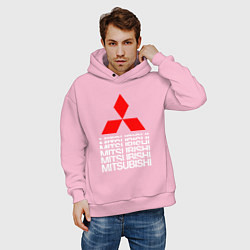 Толстовка оверсайз мужская MITSUBISHI МИЦУБИСИ МИТСУБИСИ МИЦУБИШИ LOGO STYLE, цвет: светло-розовый — фото 2